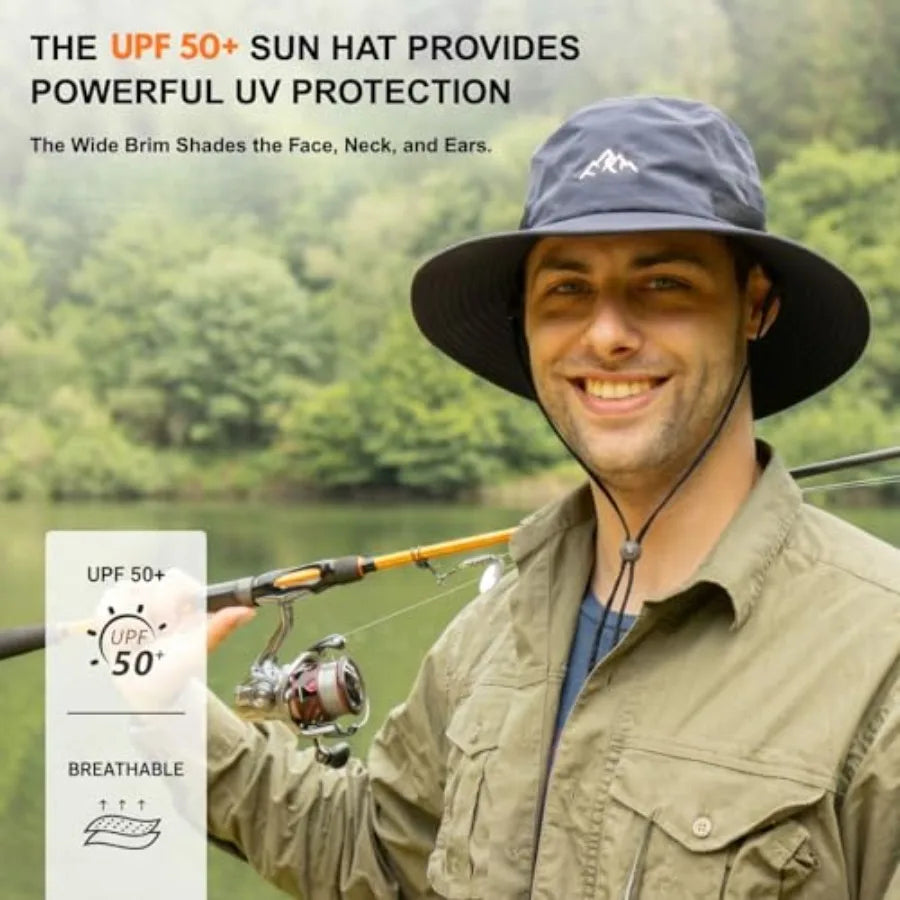 Waterproof Polyester Bucket Sun Hat With Wide Brim For Outdoors
