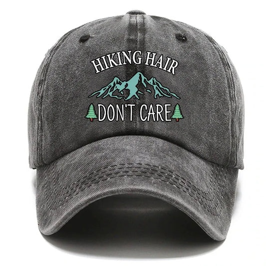Hiking Hair Don't Care Baseball Cap, Vintage Adjustable Cotton Cap, Birthday Thank You Gifts for Camping Lovers Hiker