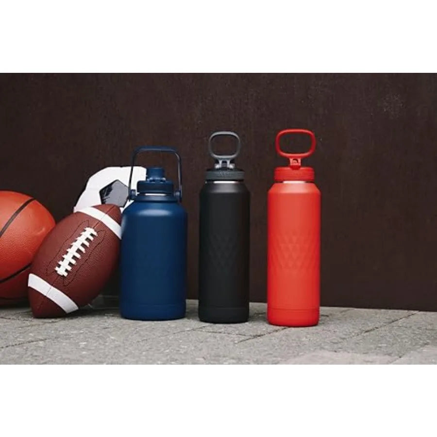 Sport Triple Insulated Water Bottle with Spout Lid and Ice Blocker,- Triple Wall, Leakproof, Stainless Steel Water Bottle for G