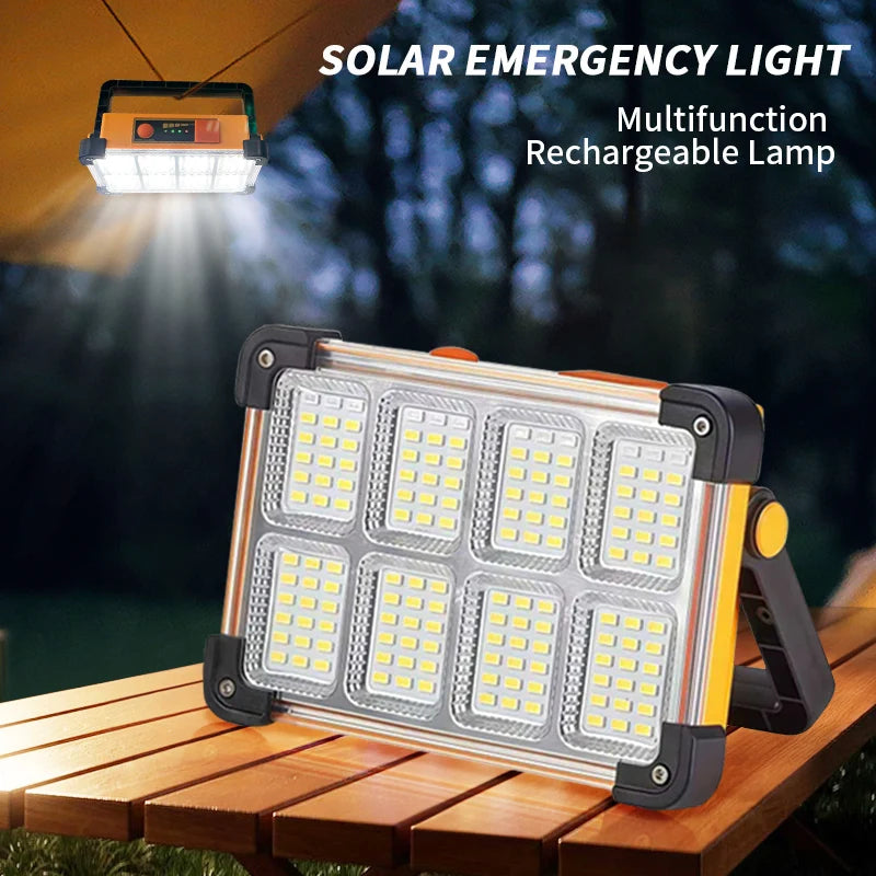 Solar Rechargeable Multifunctional LED Work Light, Portable Outdoor Floodlight-3600mah Lithium Battery, Suitable for Camping
