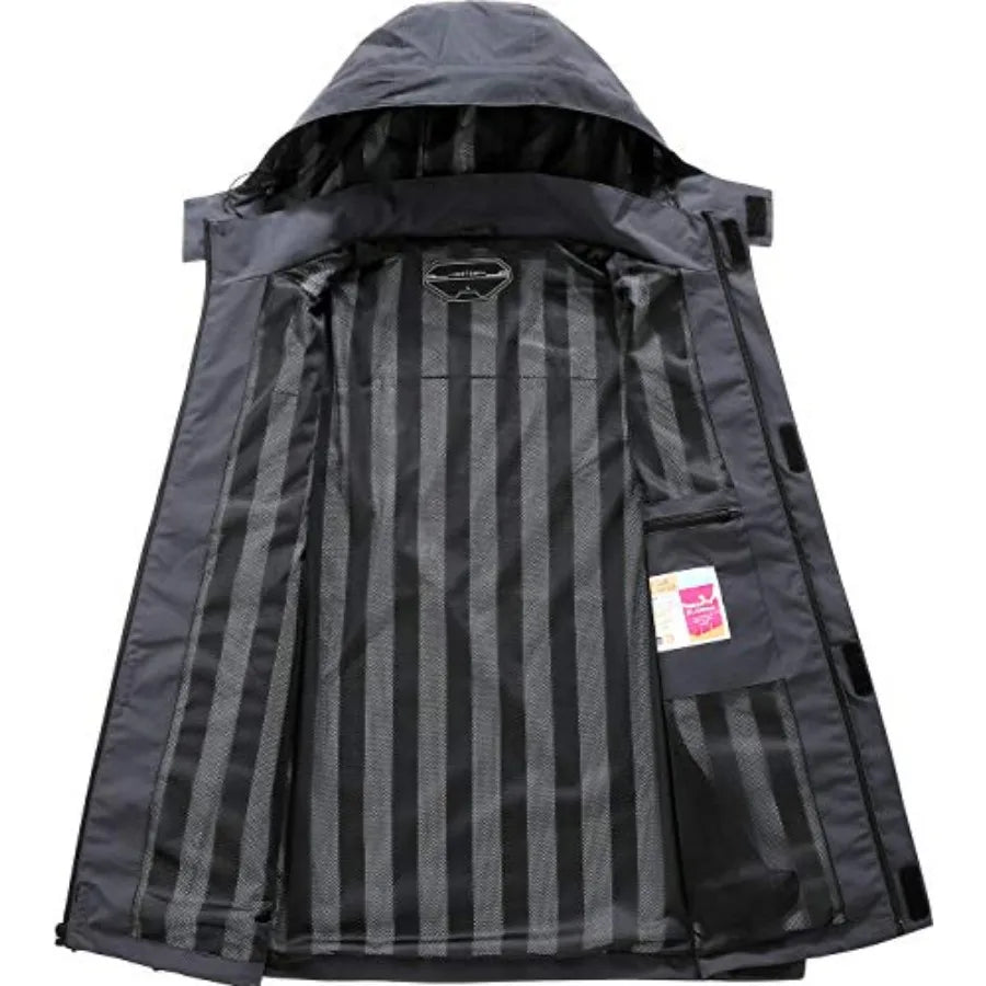 Lightweight Waterproof Hooded Rain Jacket for Hiking and Travel