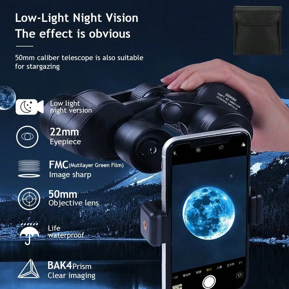 180x100 High Power Binoculars For Adults & Kids – Professional 10x50 HD Optics With BAK4 Prisms | All-Optical Glass Lenses For Bird Watching, Hunting, Outdoor Sports, Concerts & Stargazing