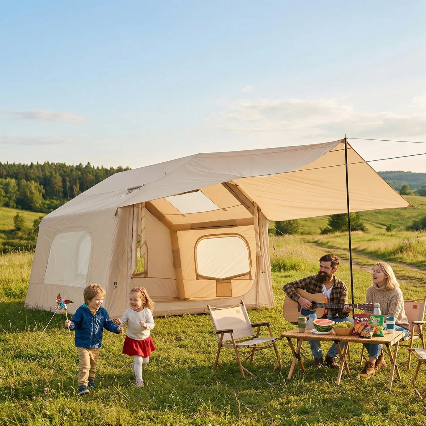HiMISS Quick Setup Inflatable Camping Tent With Skylight And Canopy