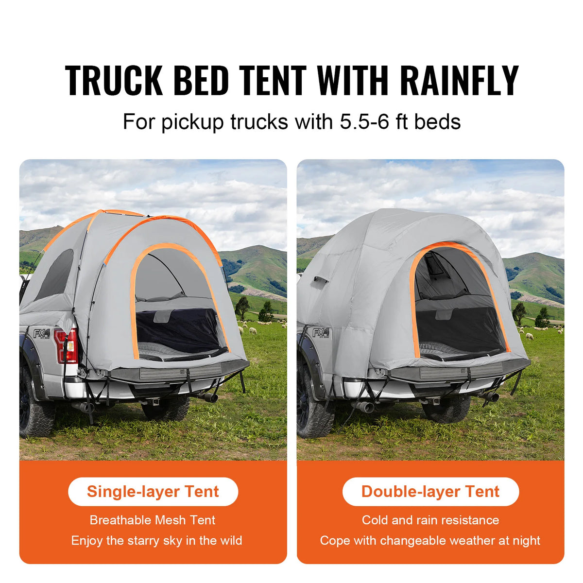 VEVOR Durable Double Layer Rear SUV Polyester Camping Tent