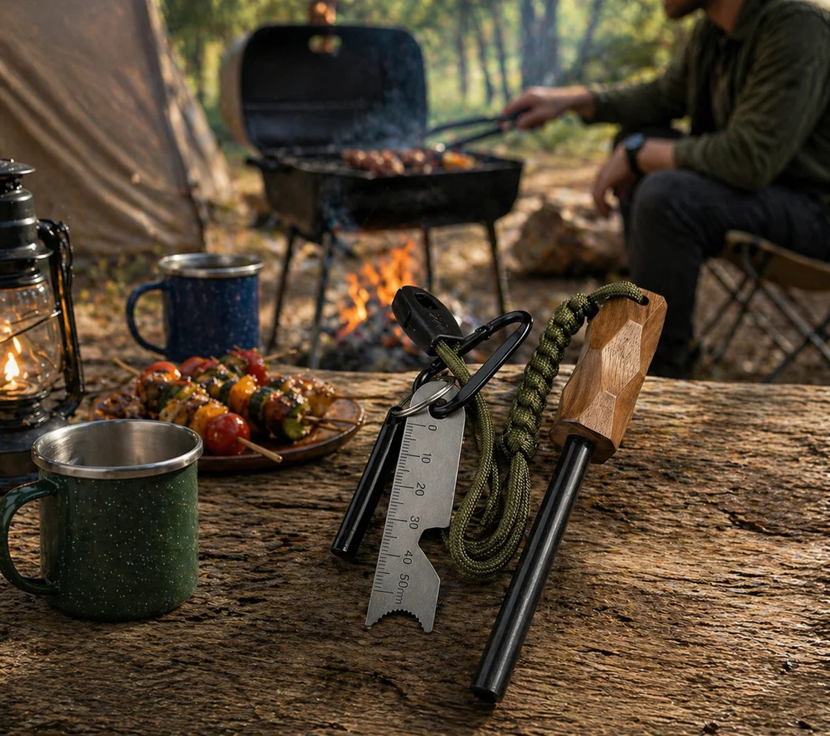 Emergency Fire Starter Kit With Magnesium Rod Whistle And Scraper