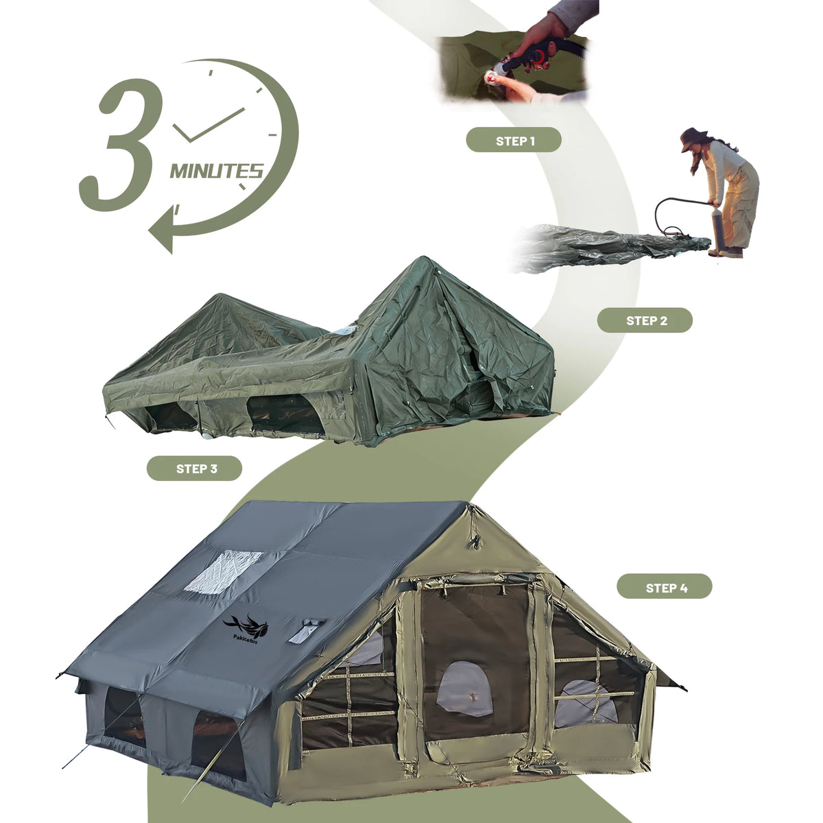 Pakicetus Weather Resistant Inflatable Glamping Tent