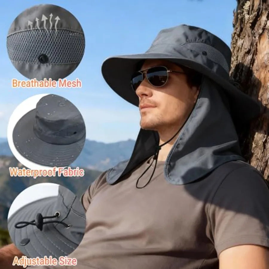 Upf 50+ Polyester Wide Brim Bucket Hat Sun Protection