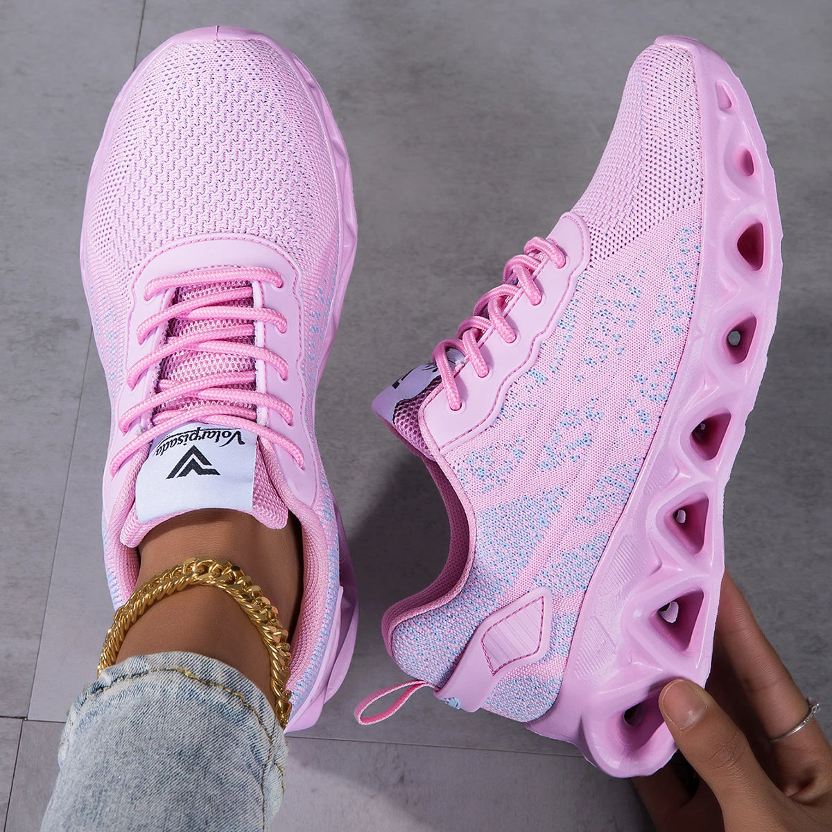 Lightweight Breathable Mesh Sneakers With Non Slip Shock Absorbing Soles
