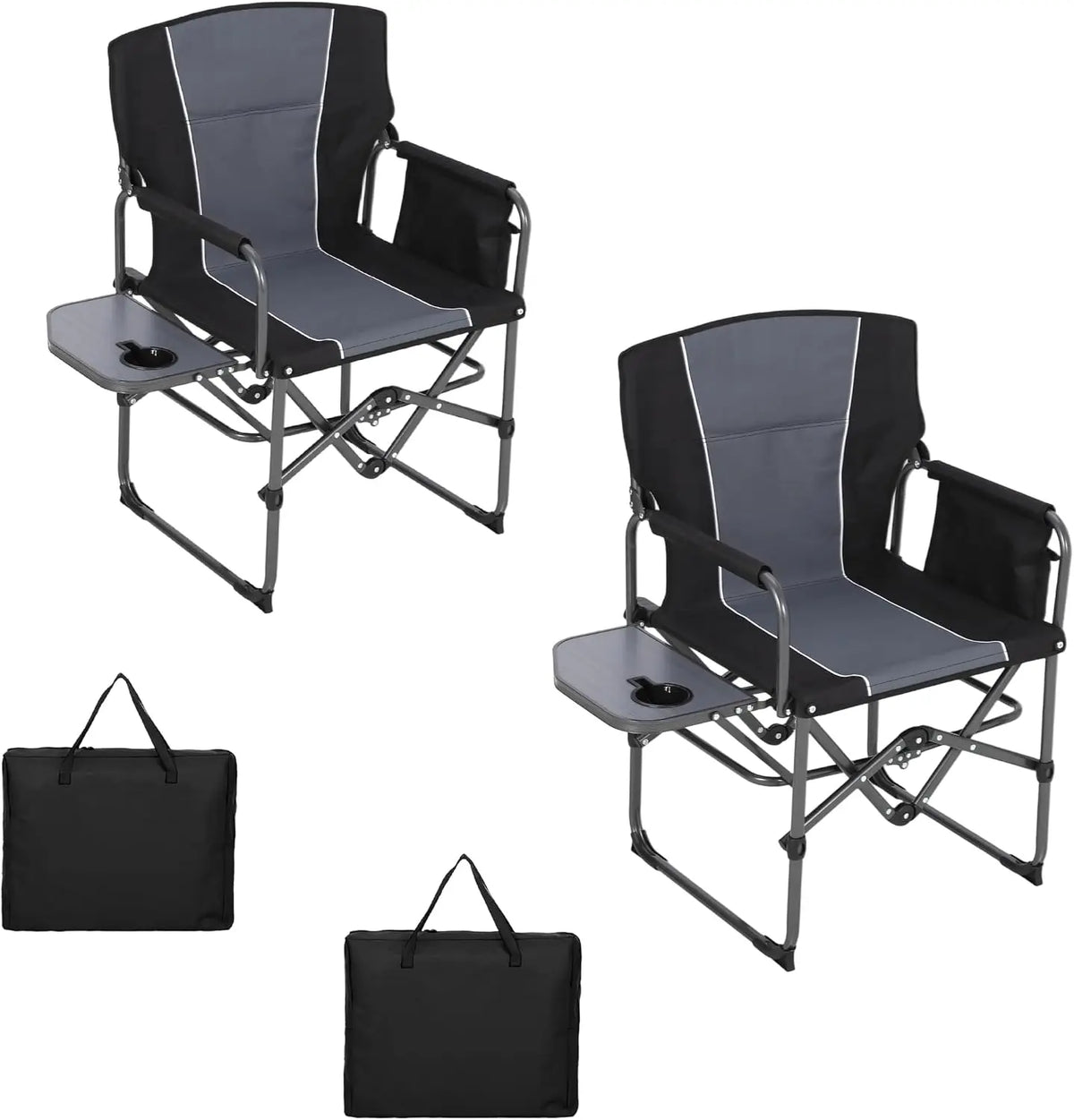 TACLEEKII Oversized Folding Camping Director Chair With Side Table