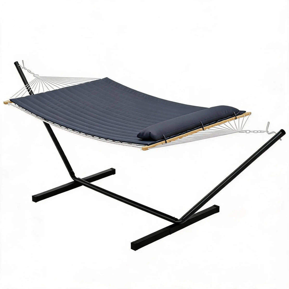 Heavy Duty Portable Double Hammock With Stand And Pillow