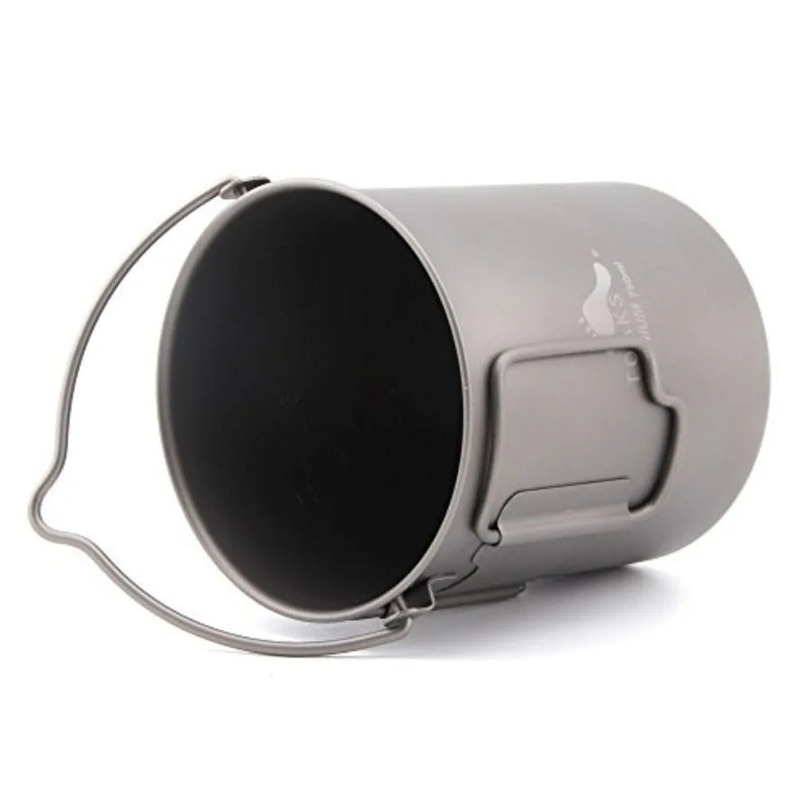 Titanium 750ml Pot with Bail Handle for Ultralight Camping, Backpacking Cookware and Mug