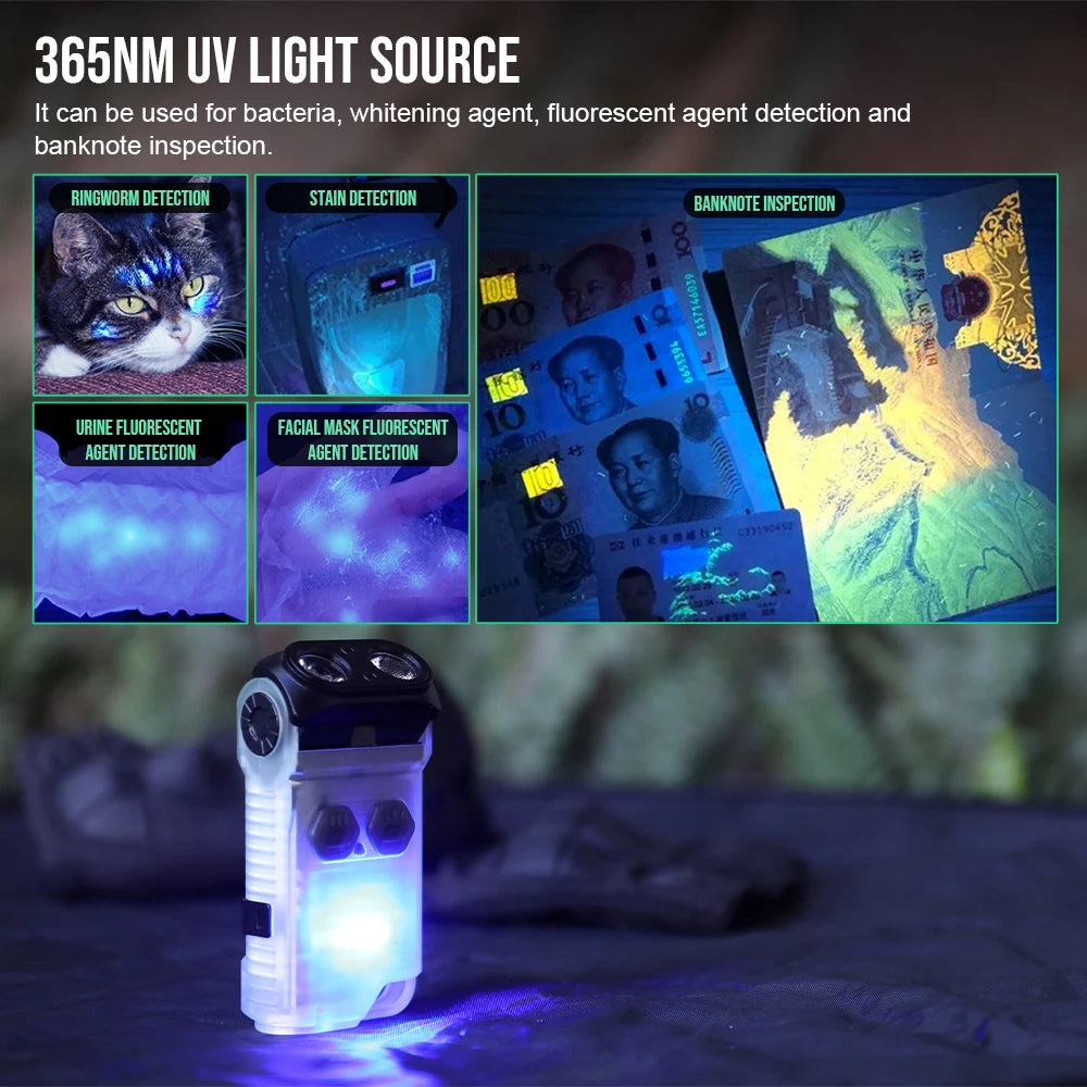 Trustfire MINIX5 750LM EDC Flashlight Rechargeable IP66 Waterproof Red UV Light Floodlight Spotlight Side Light Compact LED Torch Camping Hiking Emergency Everyday Carry