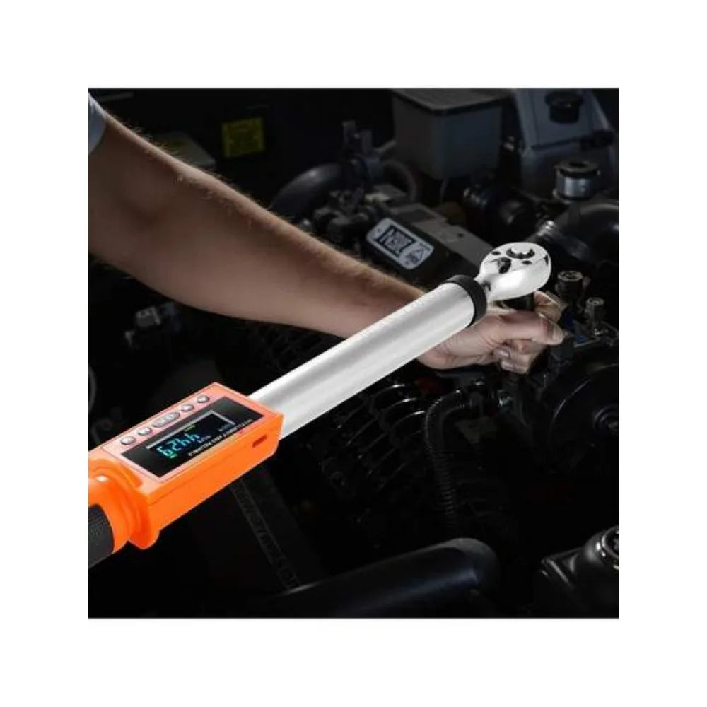 Digital 3/8in Drive Torque Wrench 4.94-99.57 ft-lb 72-Tooth ±2% Preset Options Sound Notif LED Display for Car/Motorcycle