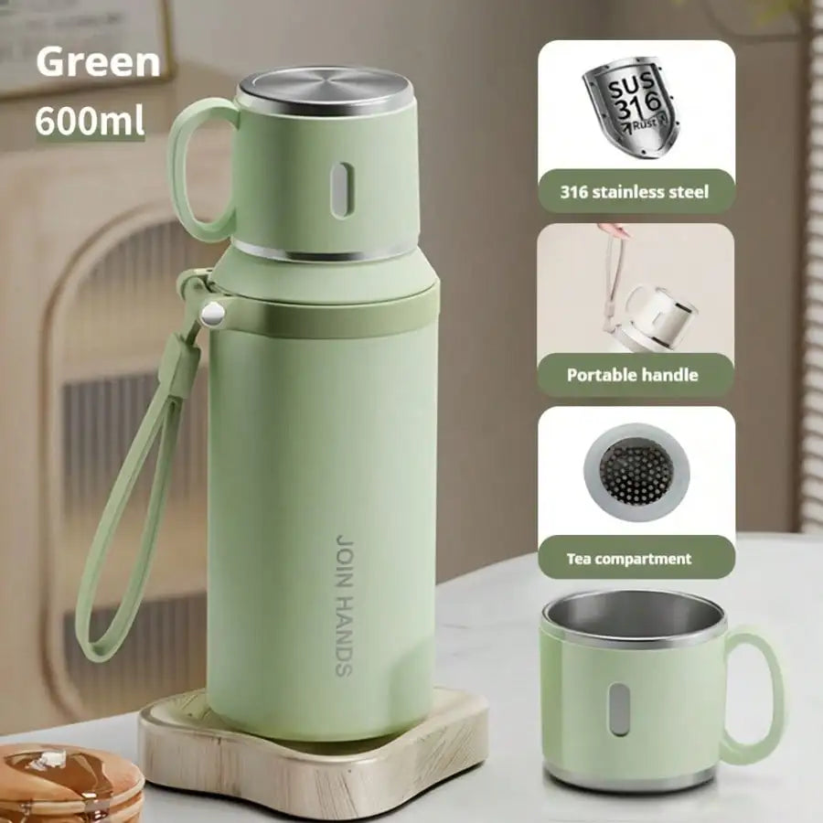 Vacuum Insulated Stainless Steel Thermal Water Bottle With Carry Strap