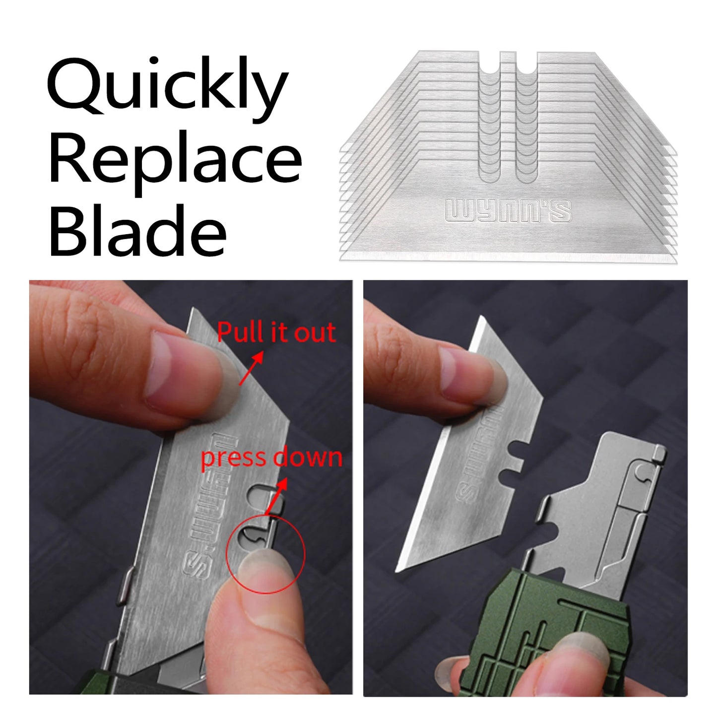 Aluminum Alloy Utility Knife, Pocket Knife with Clip, Box Cutter Knives, Outdoors EDC Tool Knife, With 10 Carbon Steel Blades