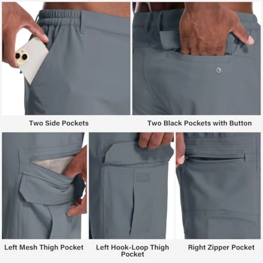 Mens Water Resistant Quick Dry Expandable Waist Hiking Shorts