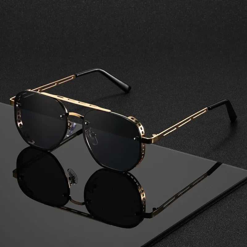 OPUYYM Unisex Double Beam Metal Sunglasses Classic Fashion Style