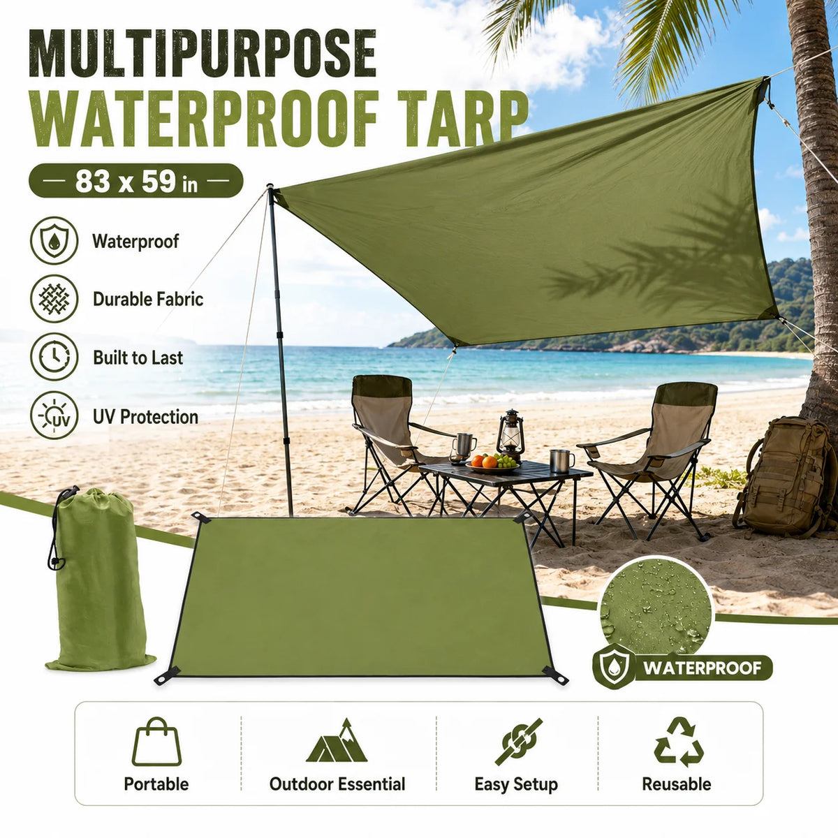 Outdoor Waterproof Camping Tarp Shelter With Grommets For Hiking and Camping