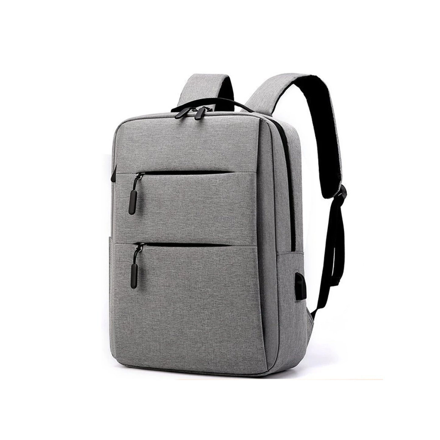 1pc Business Laptop Backpack With USB Charging Port, Water-Resistant Durable Canvas Travel Bookbag, 15.7x11.8in Large Slim Commuter Backpack For Men Women