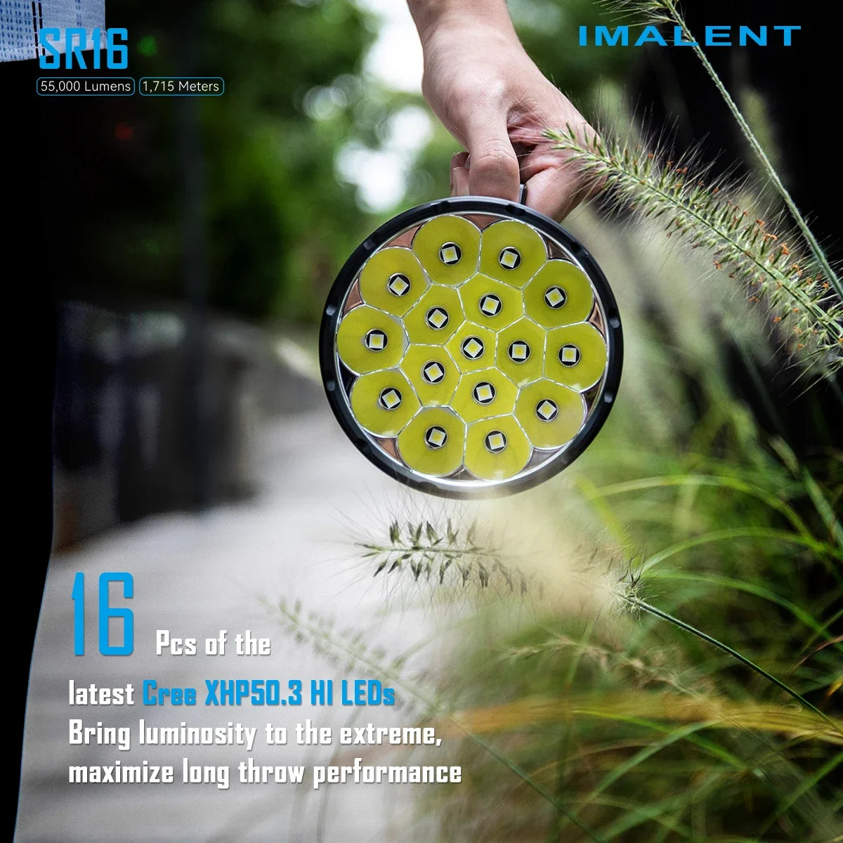 IMALENT SR16 55000 Lumen Tactical Flashlight Rechargeable Zoom Searchlight