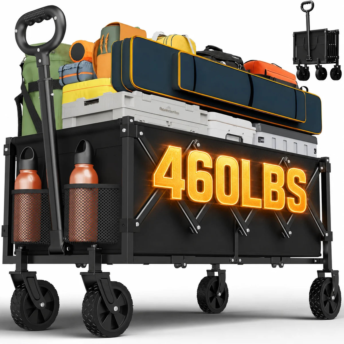 Heavy Duty Foldable Utility Wagon With All Terrain Wheels
