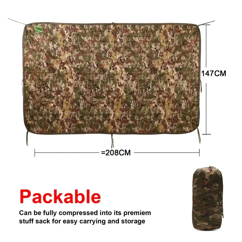 Tactical Camouflage Water Repellent Quilted Poncho Liner Blanket