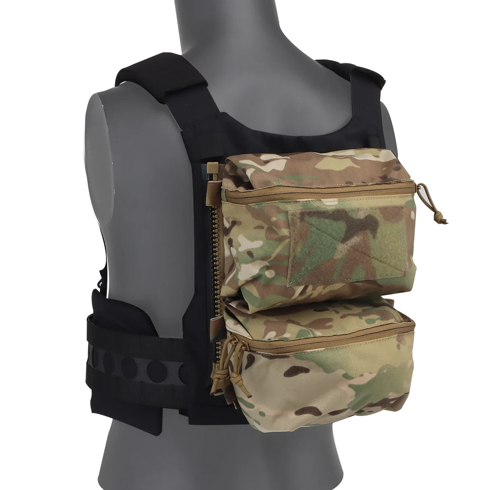 Tactical FCPC V5 Back Panel Double Bag Sundries Pouch General Purpose Pockets Ferro Style Vest Plate Carrier Accessories