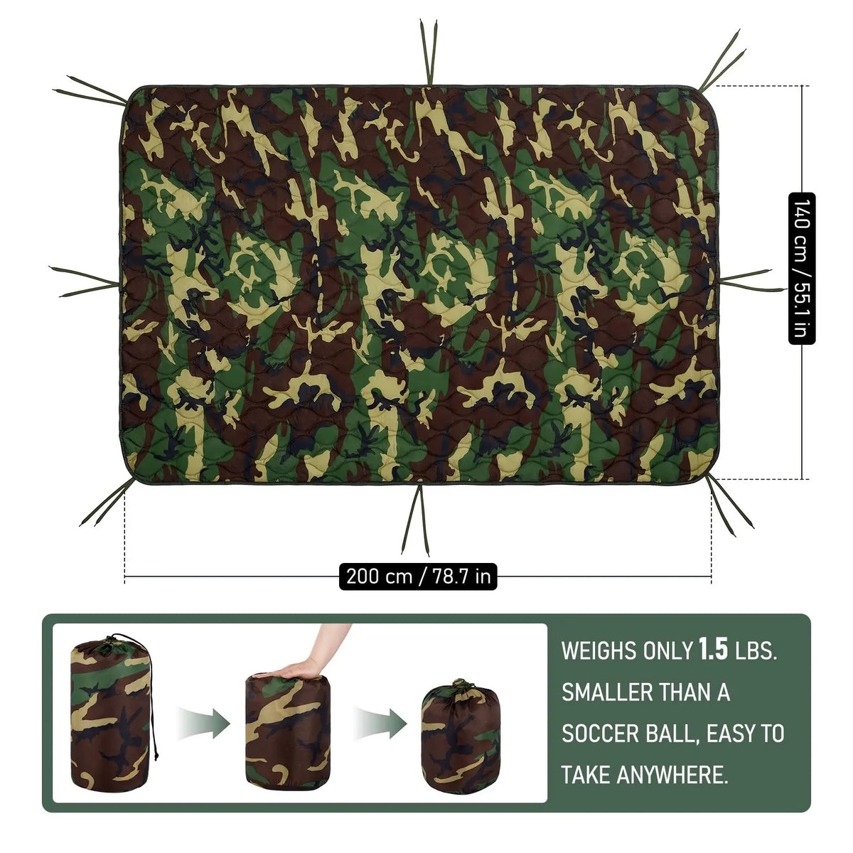 Portable Quilted Outdoor Camping Blanket With Waterproof Protection