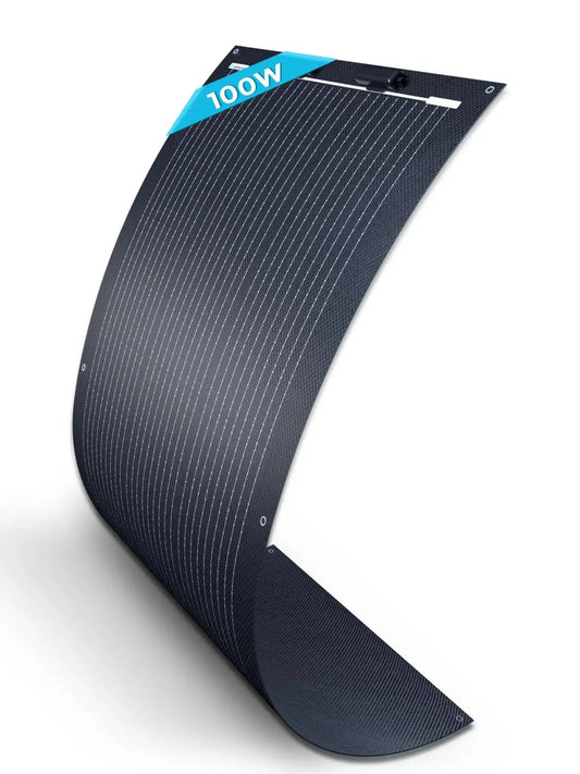 Renogy 100W 12V Flexible Solar Panel, 22% High-Efficiency Ultra-Lightweight PV Module, 240° Bendable Solar Panel for RV, Marine, Cabin, Van, Car, Boat, Camping & Curved Surfaces, Black