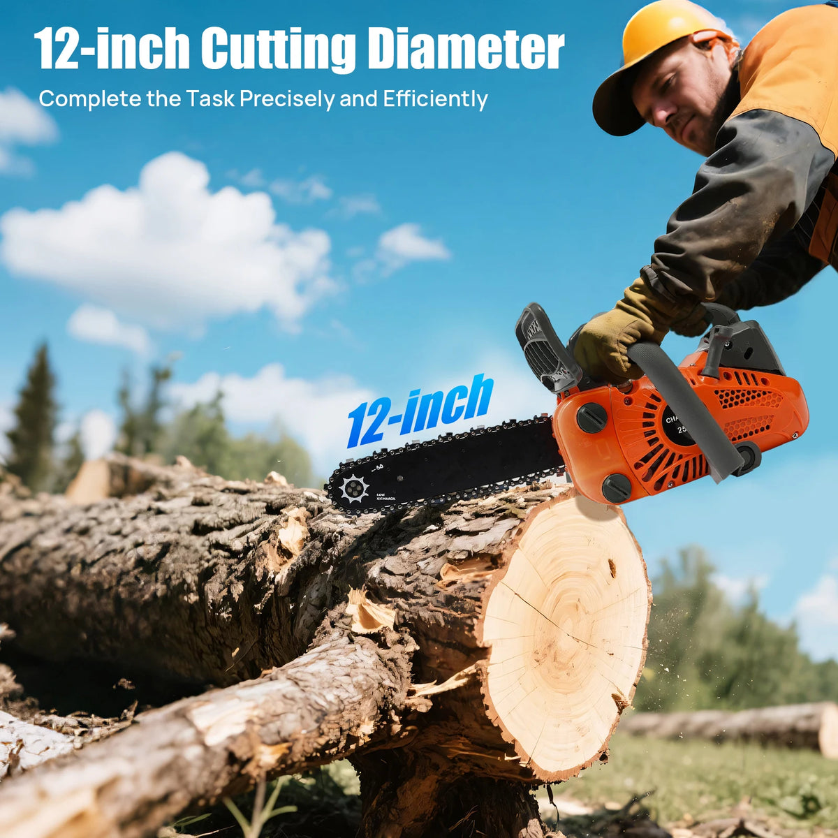 Top Handle Chainsaw 25.4CC Gasoline Chainsaw 2-Stroke Engine Chainsaw Woodworking Tools for Professional Logging Wood Cutting