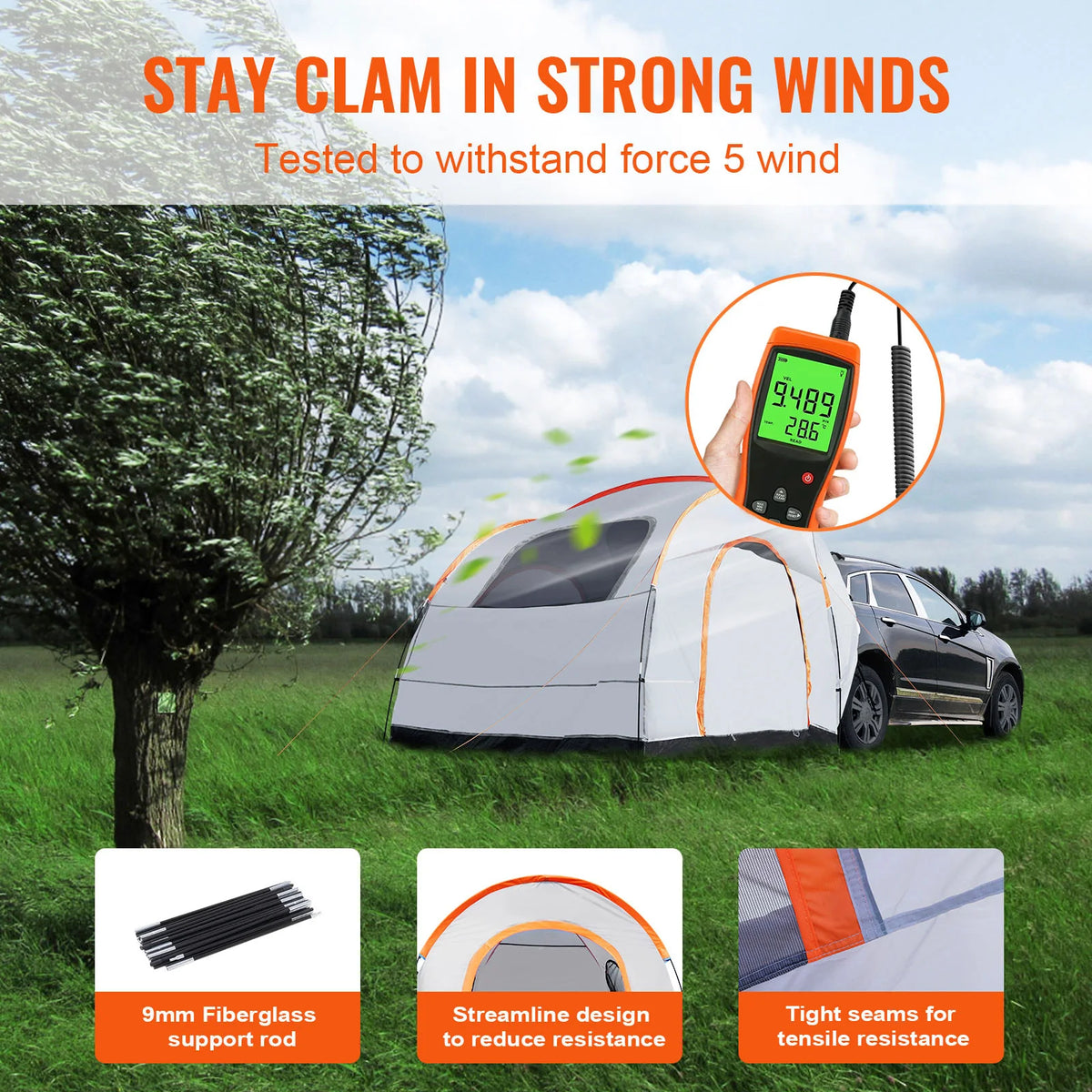 VEVOR Durable Double Layer Rear SUV Polyester Camping Tent