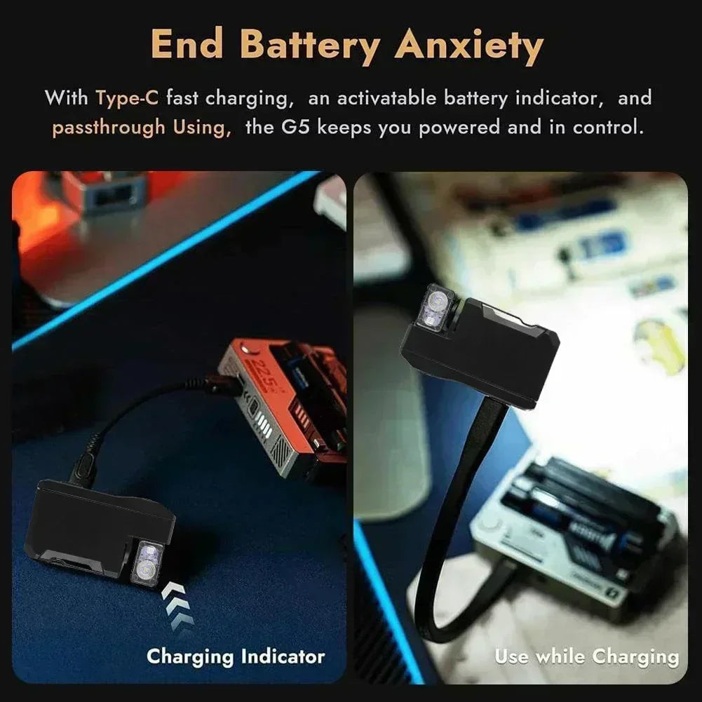 G5 Rechargeable Flashlight Featuring Rotating Head For Camping And Hiking