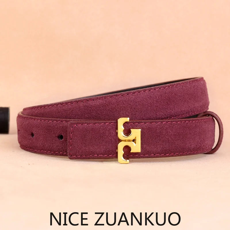 ZUANKUO Women's Genuine Leather Belt Fashionable Suede Accessory For Jeans