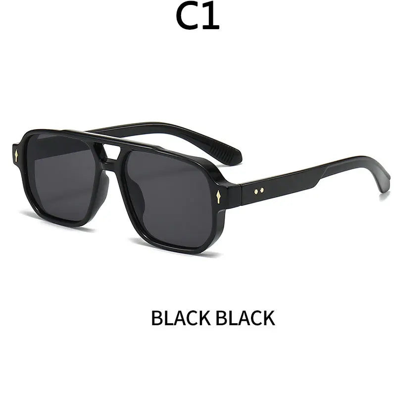 Boysen Square Sunglasses Unisex Double Bridge Rivets And UV400