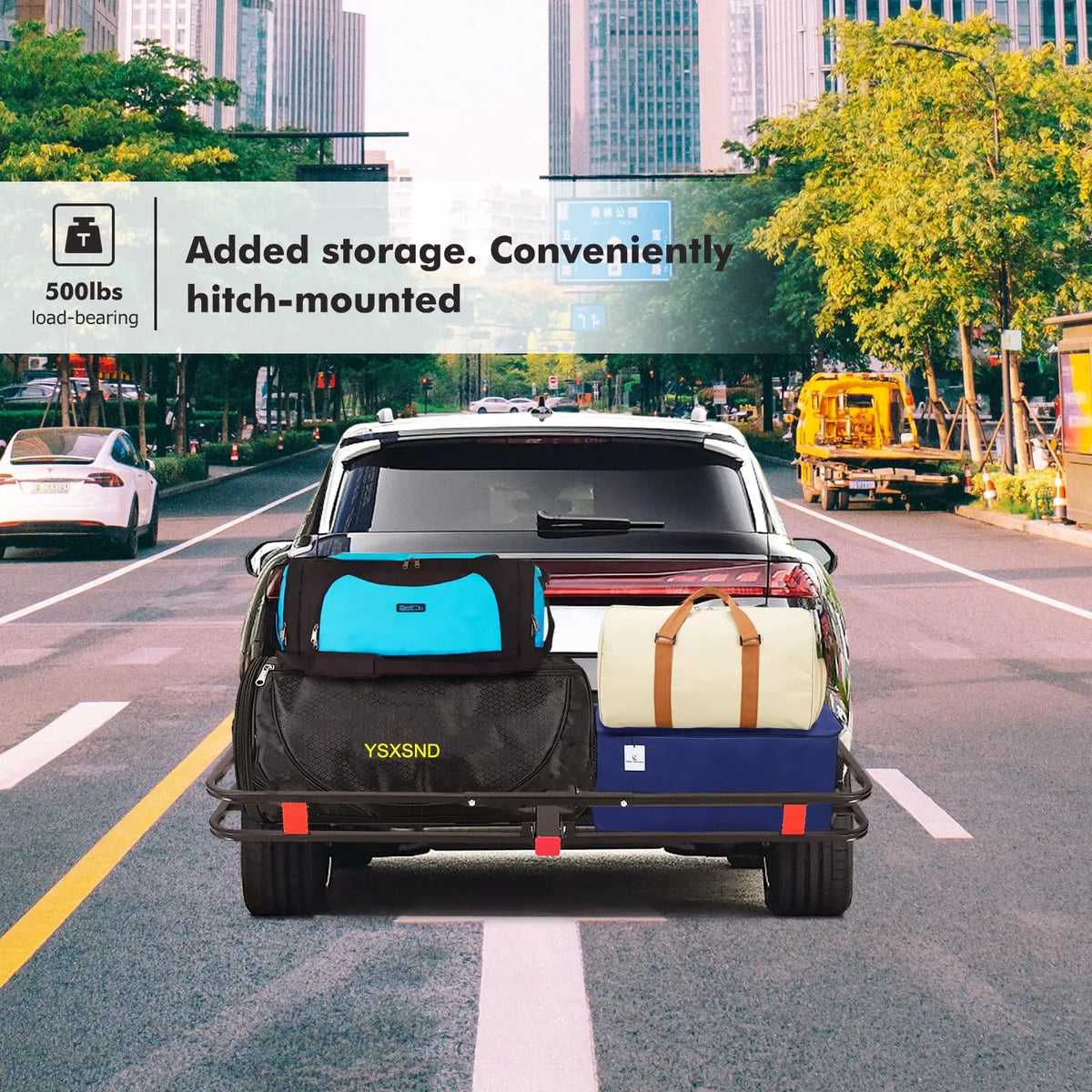 Folding Hitch Mount Cargo Carrier Basket for Cars and SUVs