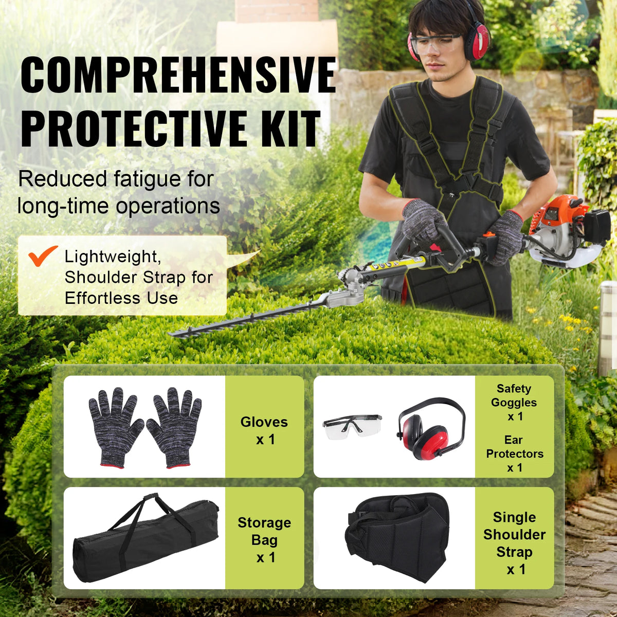 SucceBuy 33cc 6In1 Gas Powered Hedge Trimmer And Brush Cutter