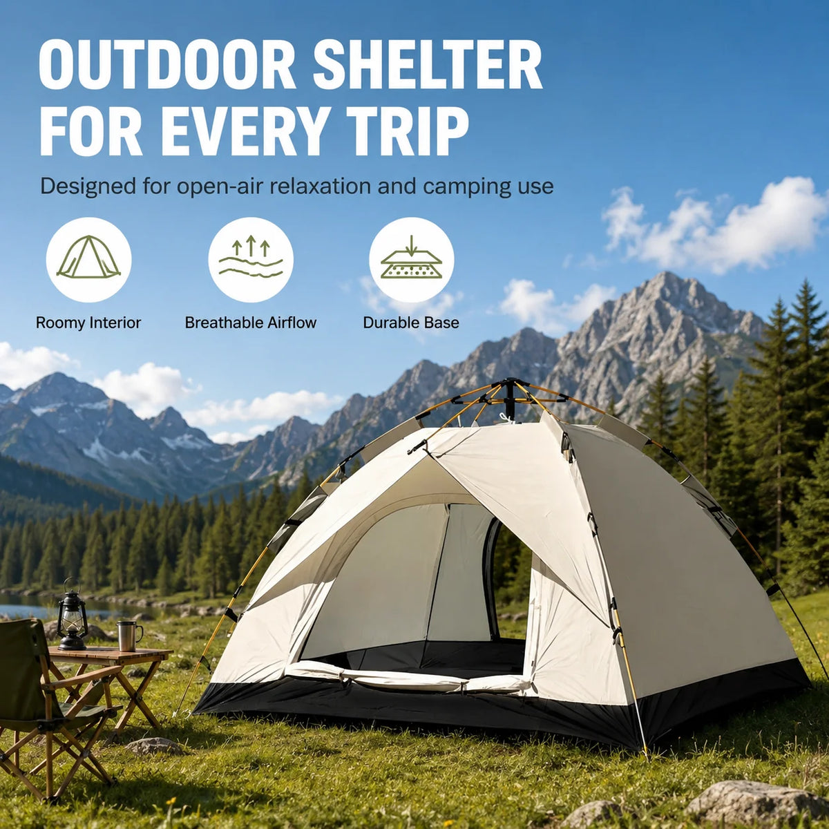 TRIBENEST Automatic Pop Up Camping Tent for Outdoor Shelter