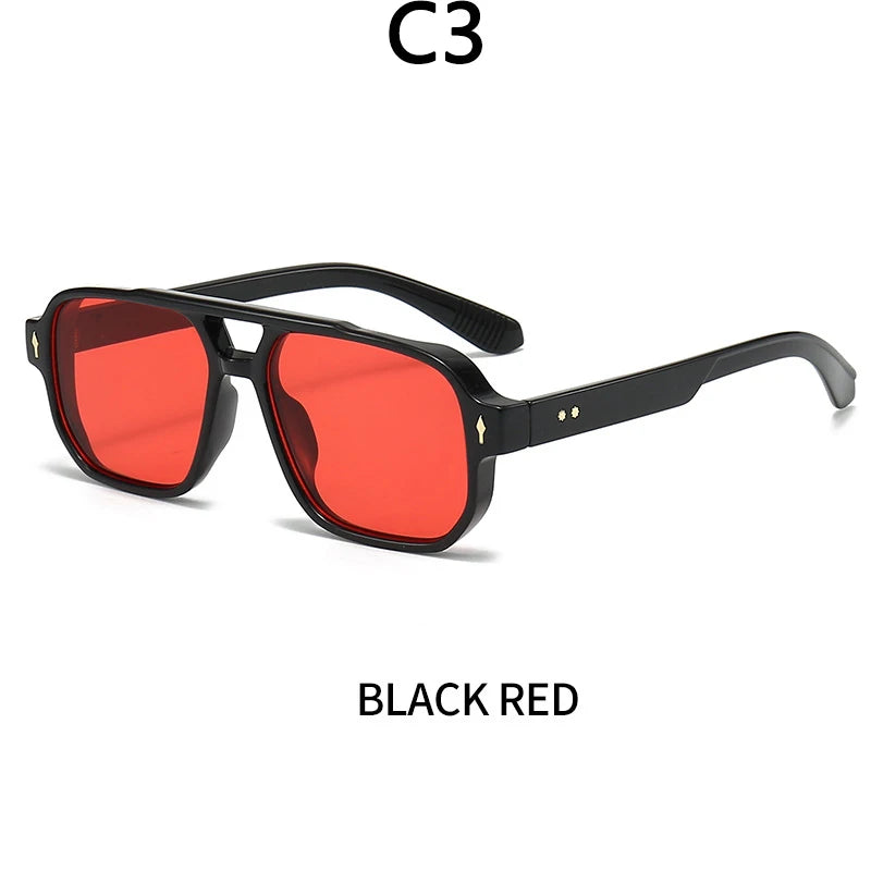 Boysen Square Sunglasses Unisex Double Bridge Rivets And UV400