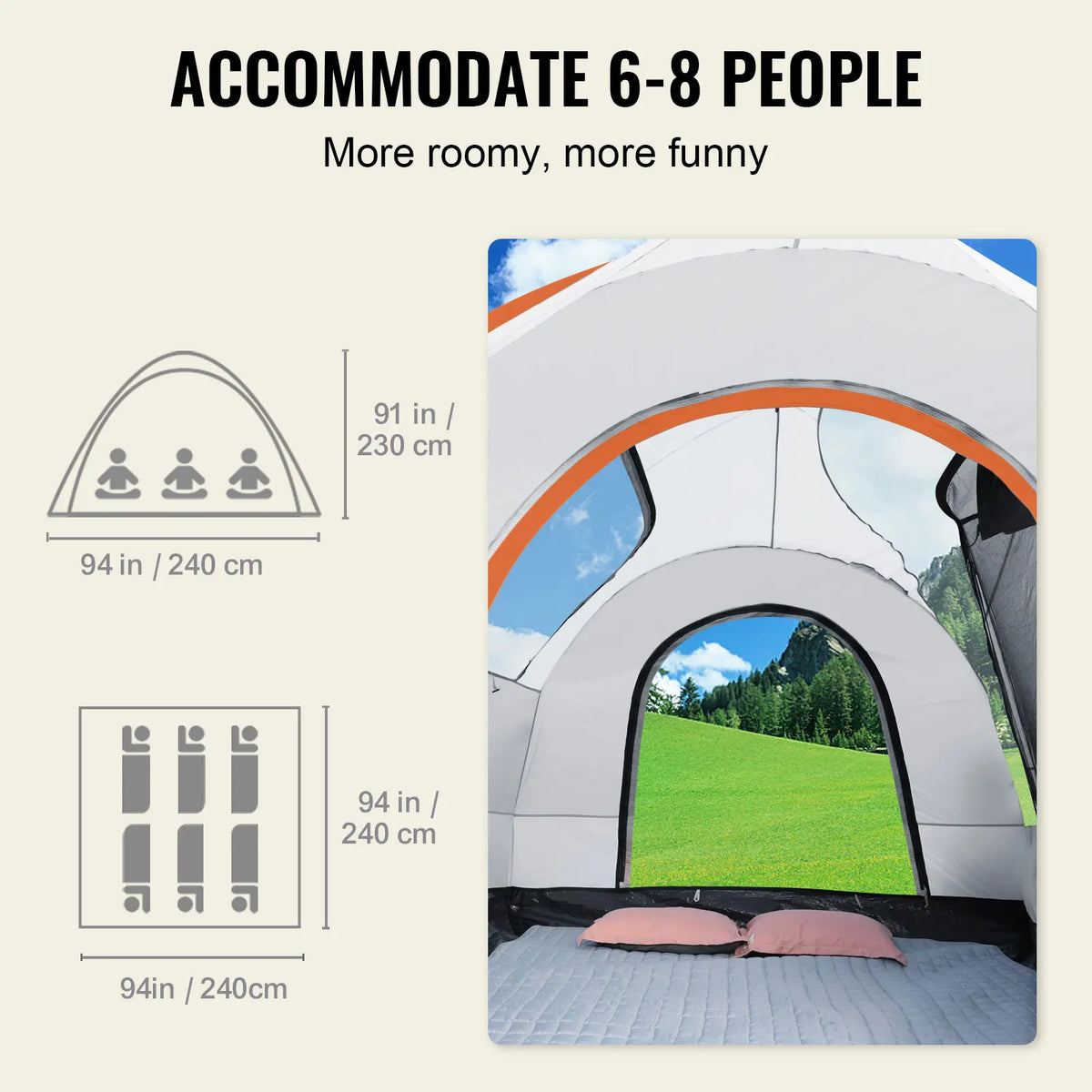 VEVOR Durable Double Layer Rear SUV Polyester Camping Tent