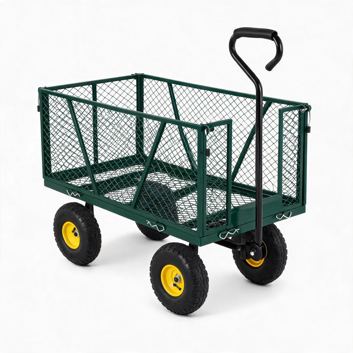 HiMISS Heavy Duty Steel Garden Cart With Removable Sides