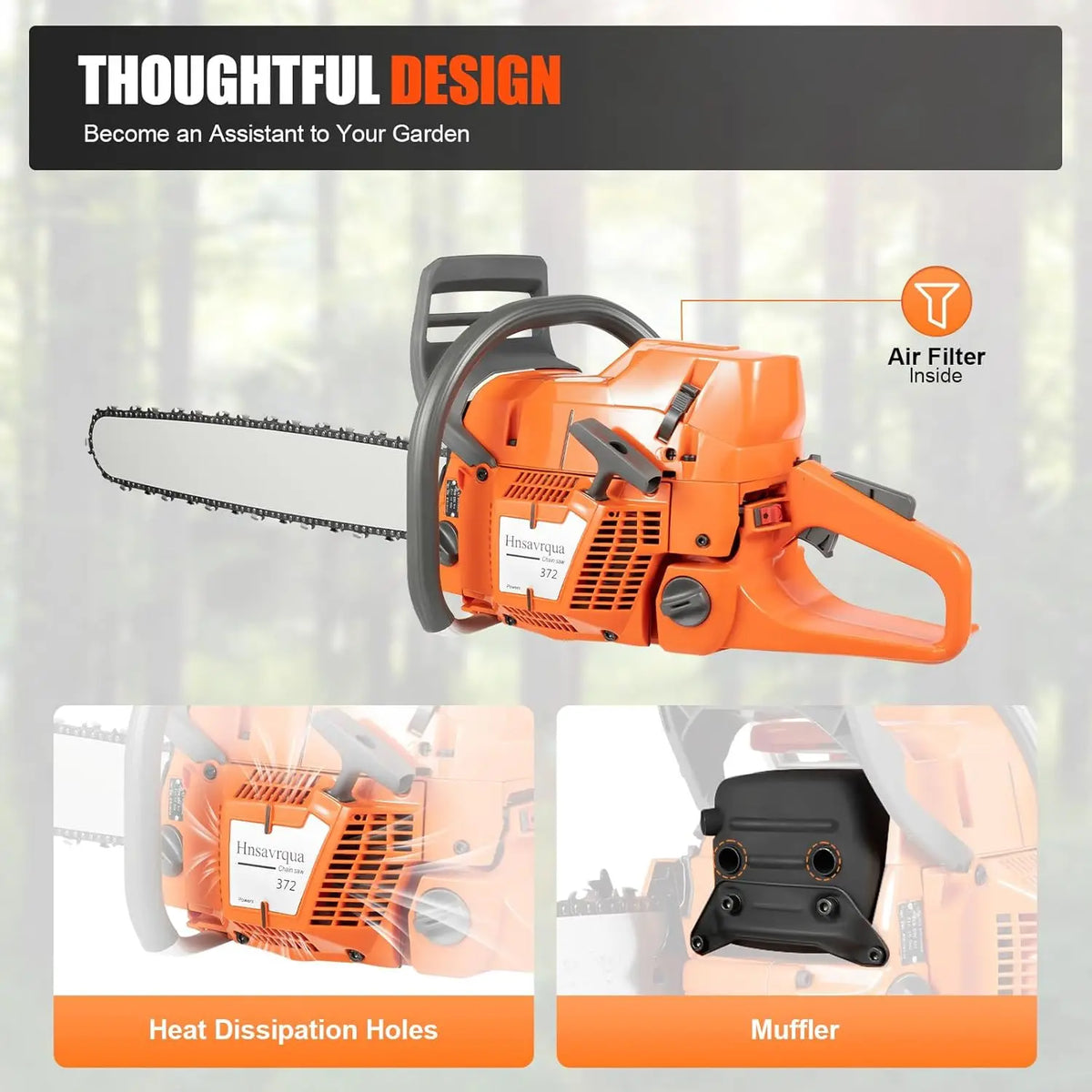 Premium 2 Stroke Gas Powered Chainsaw For Efficient Wood Pruning