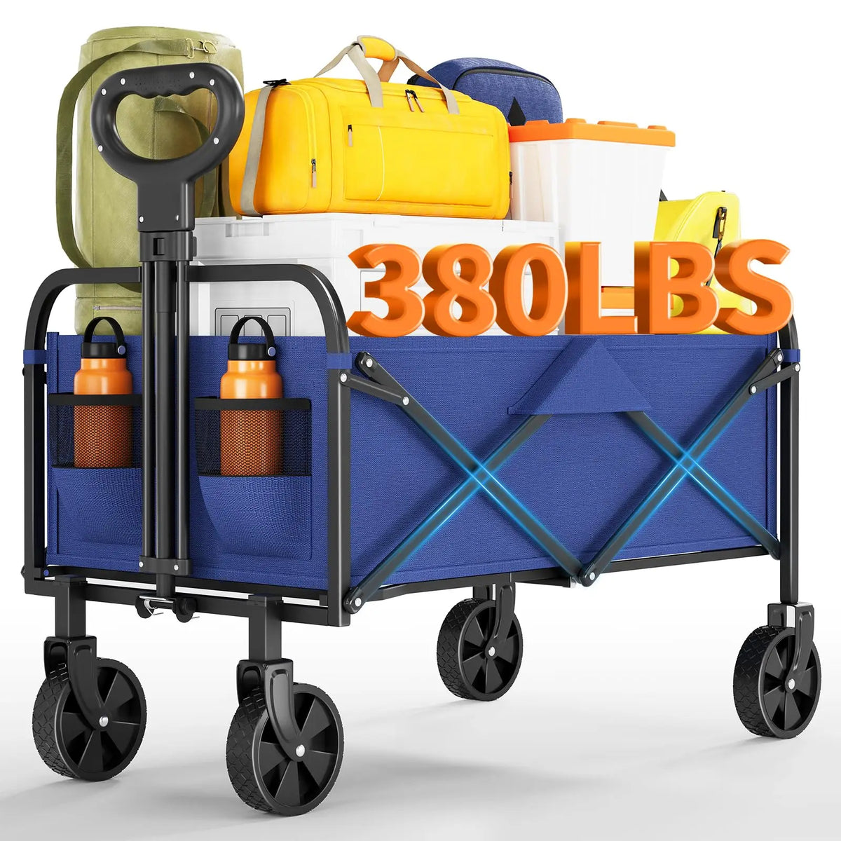 Heavy Duty Collapsible Utility Wagon With Adjustable Handle
