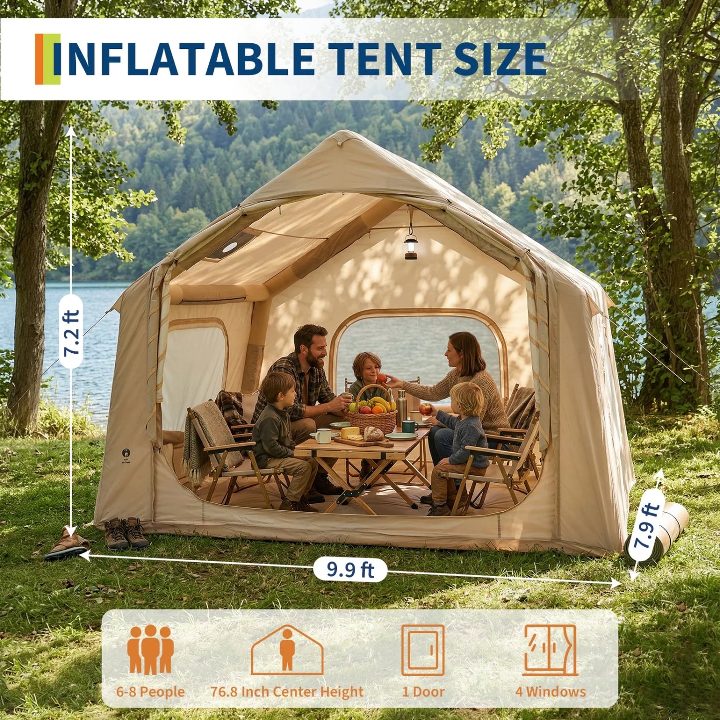 HiMISS Inflatable Camping Tent Hand Pump Weather Resistant Outdoor Shelter