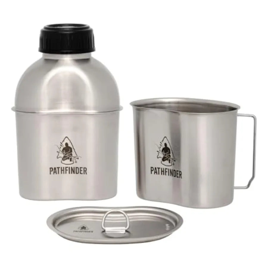 Stainless Steel Camping Canteen Cooking Set With Tableware