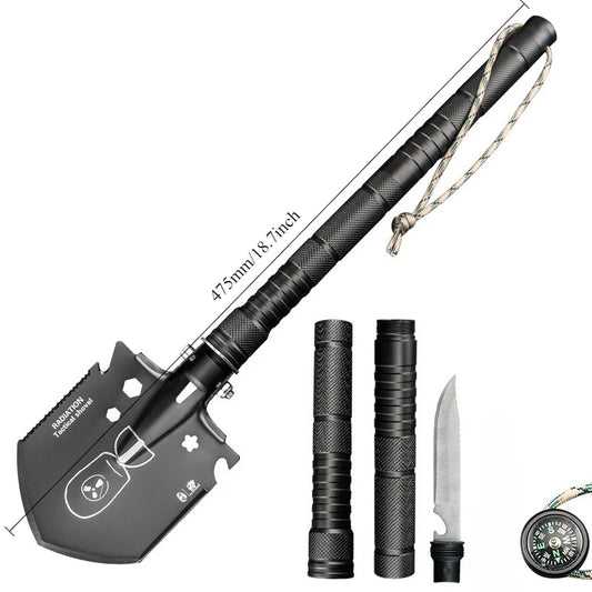 Multifunctional Folding Shovel Outdoor Camping Small Portable Stainless Steel Camping Shovel Detachable Rotatable Outdoor Tools