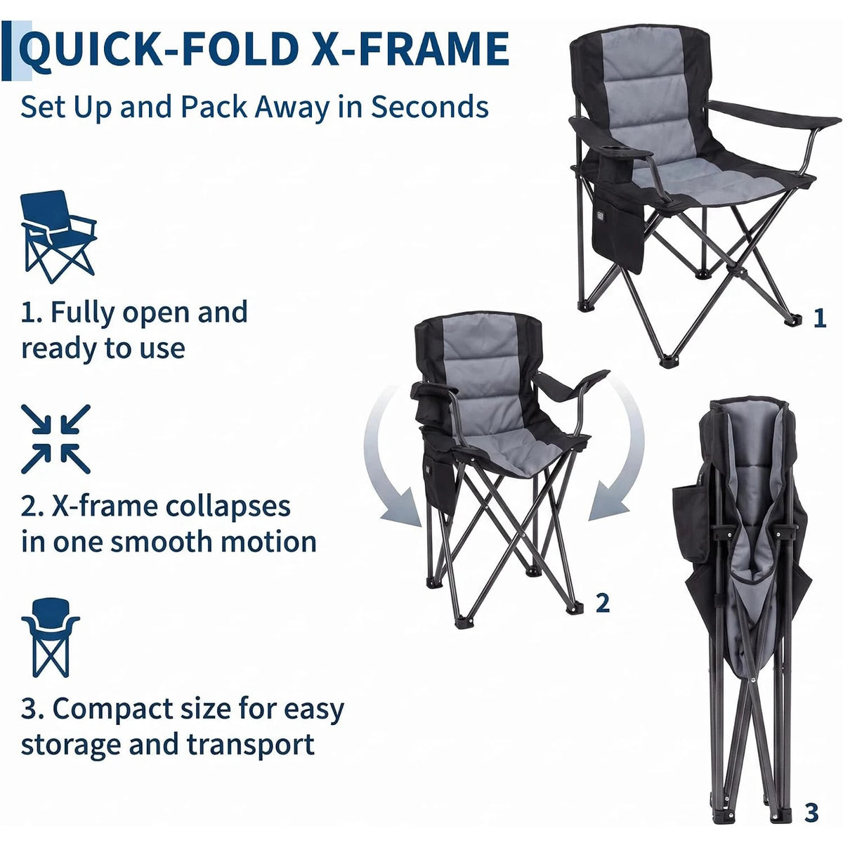 HiMISS Heated Folding Camping Chair With Dual-Zone Seat And Back