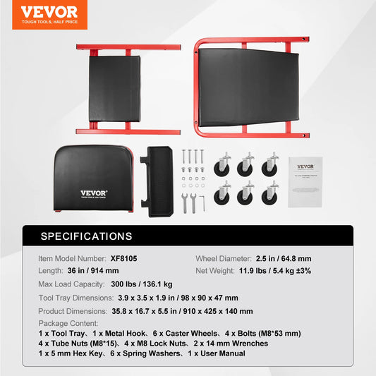 VEVOR Foldable Garage Creeper With Padded Seat And Tool Tray