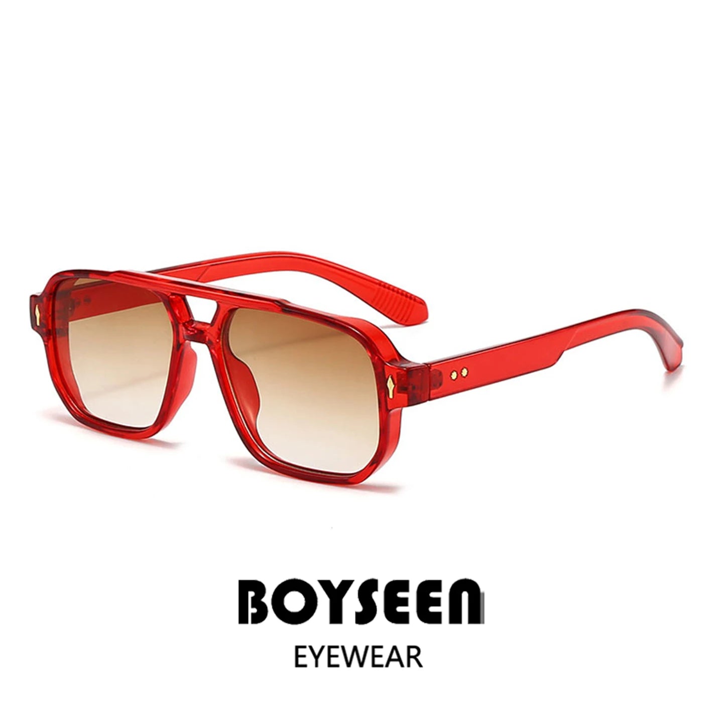 Boysen Square Sunglasses Unisex Double Bridge Rivets And UV400