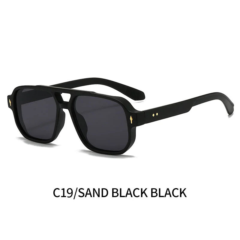 Boysen Square Sunglasses Unisex Double Bridge Rivets And UV400