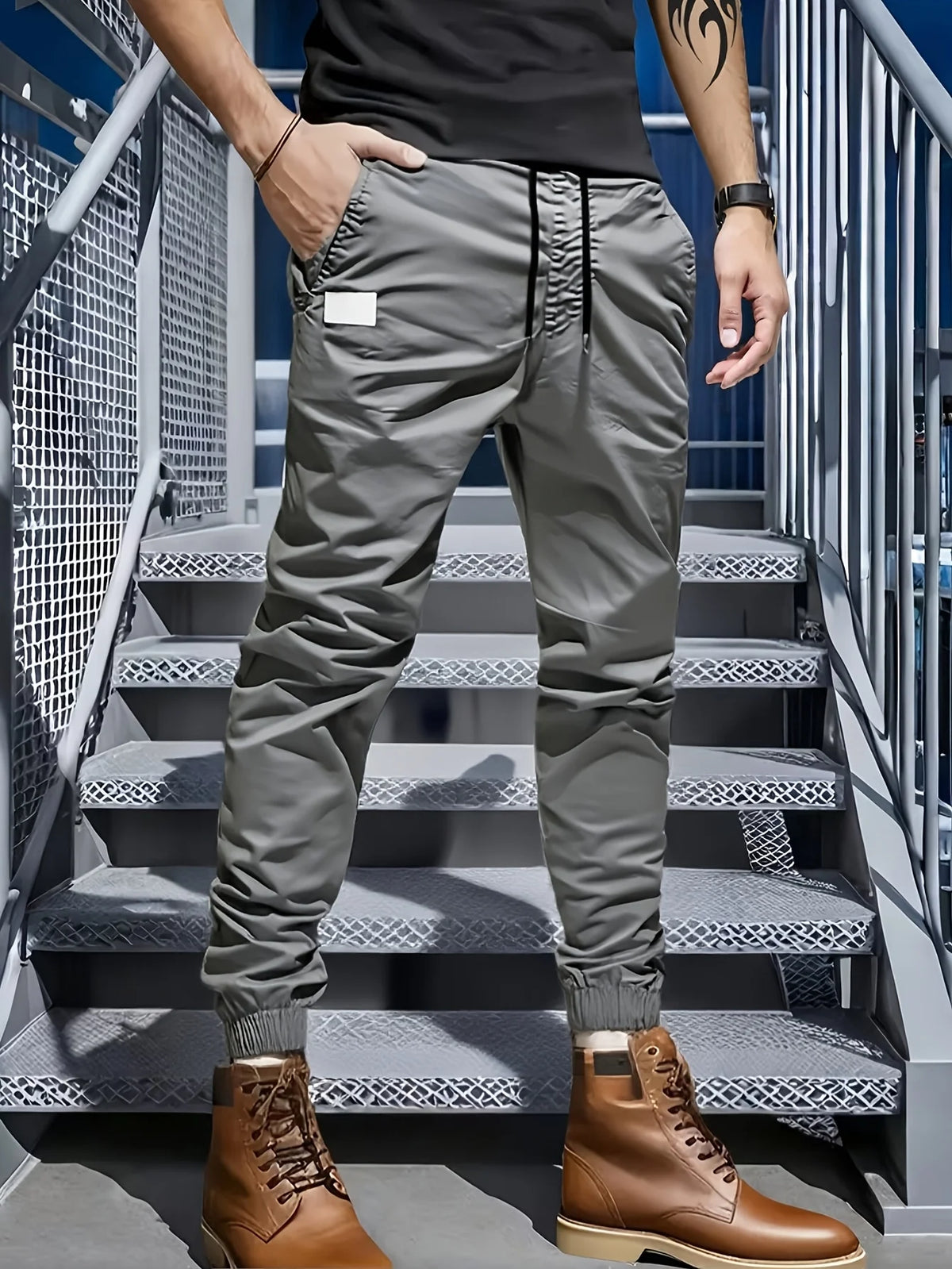 Winthunder Men Multi Pocket Casual Loose Workwear Pants